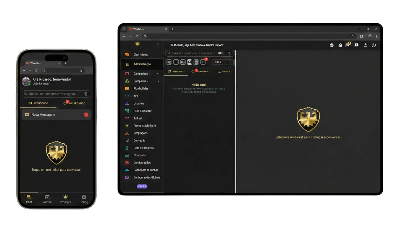 Dashboard WhatsFlex - Sistema de MultiAtendimento com WhatsFlex AI e Omnichannel